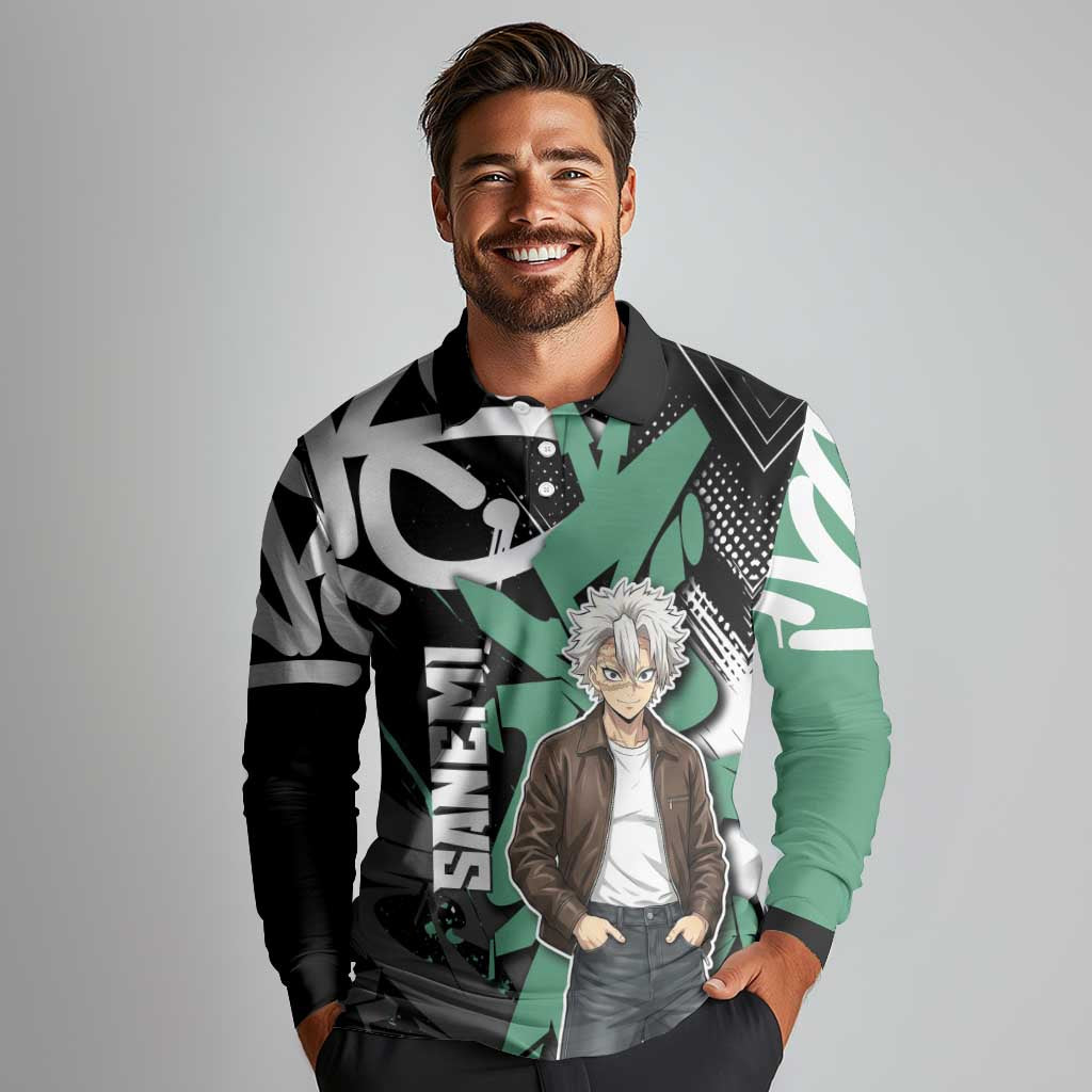 Sanemi Demon Slayer Long Sleeve Polo Shirt Graffiti Street Anime Design