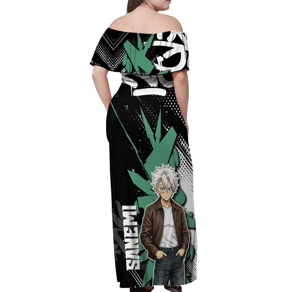 Sanemi Demon Slayer Off Shoulder Maxi Dress Graffiti Street Anime Design