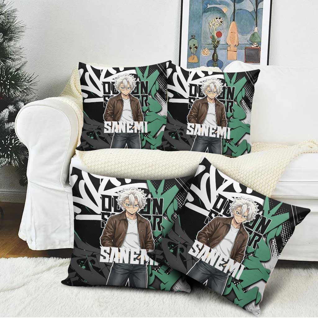 Sanemi Demon Slayer Pillow Cover Graffiti Street Anime Design