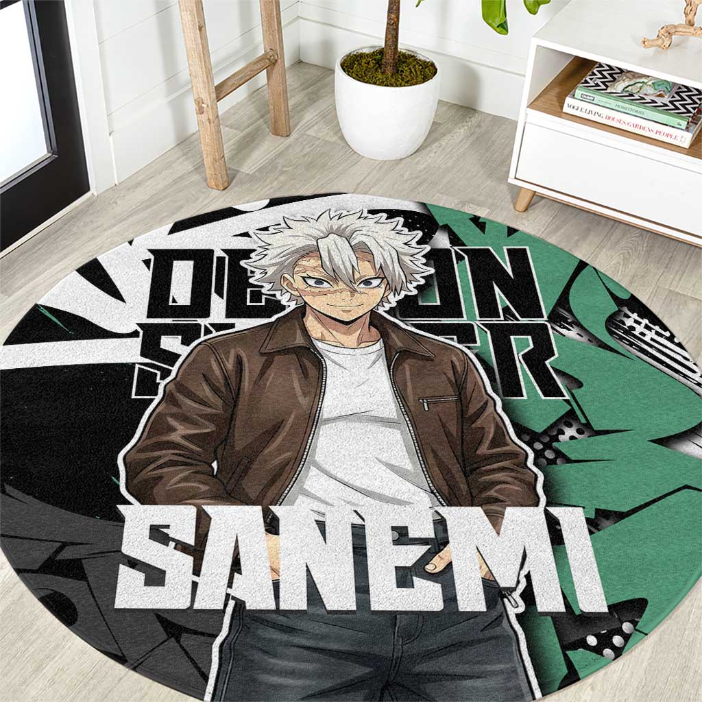 Sanemi Demon Slayer Round Carpet Graffiti Street Anime Design