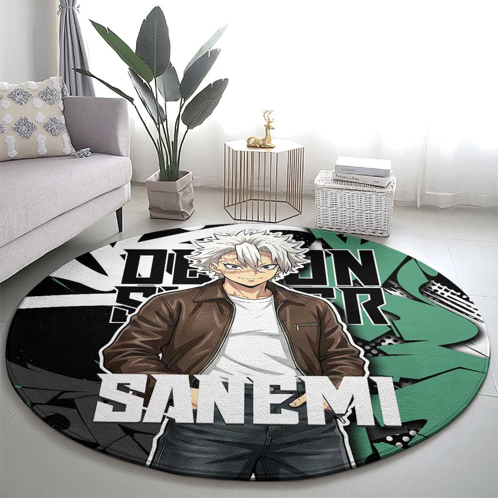 Sanemi Demon Slayer Round Carpet Graffiti Street Anime Design