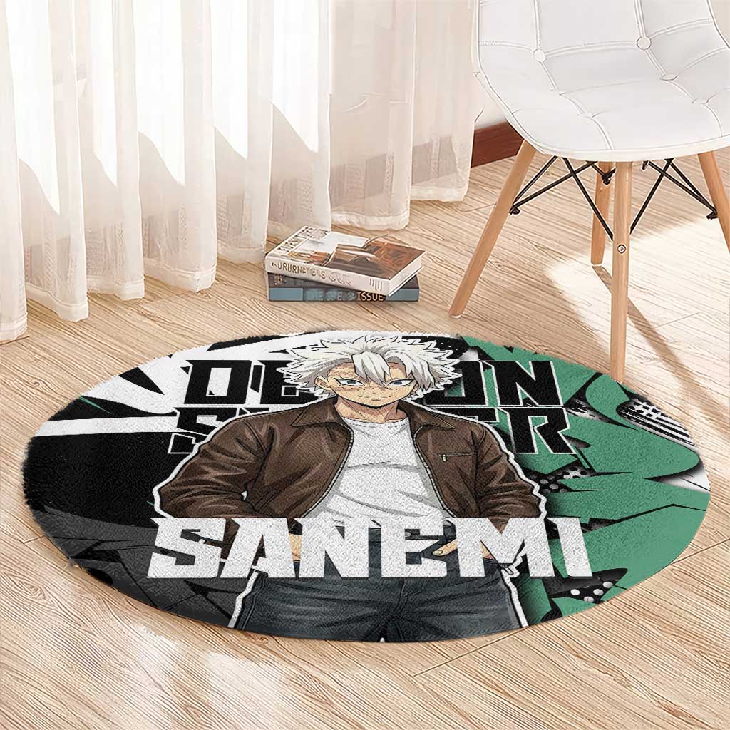 Sanemi Demon Slayer Round Carpet Graffiti Street Anime Design