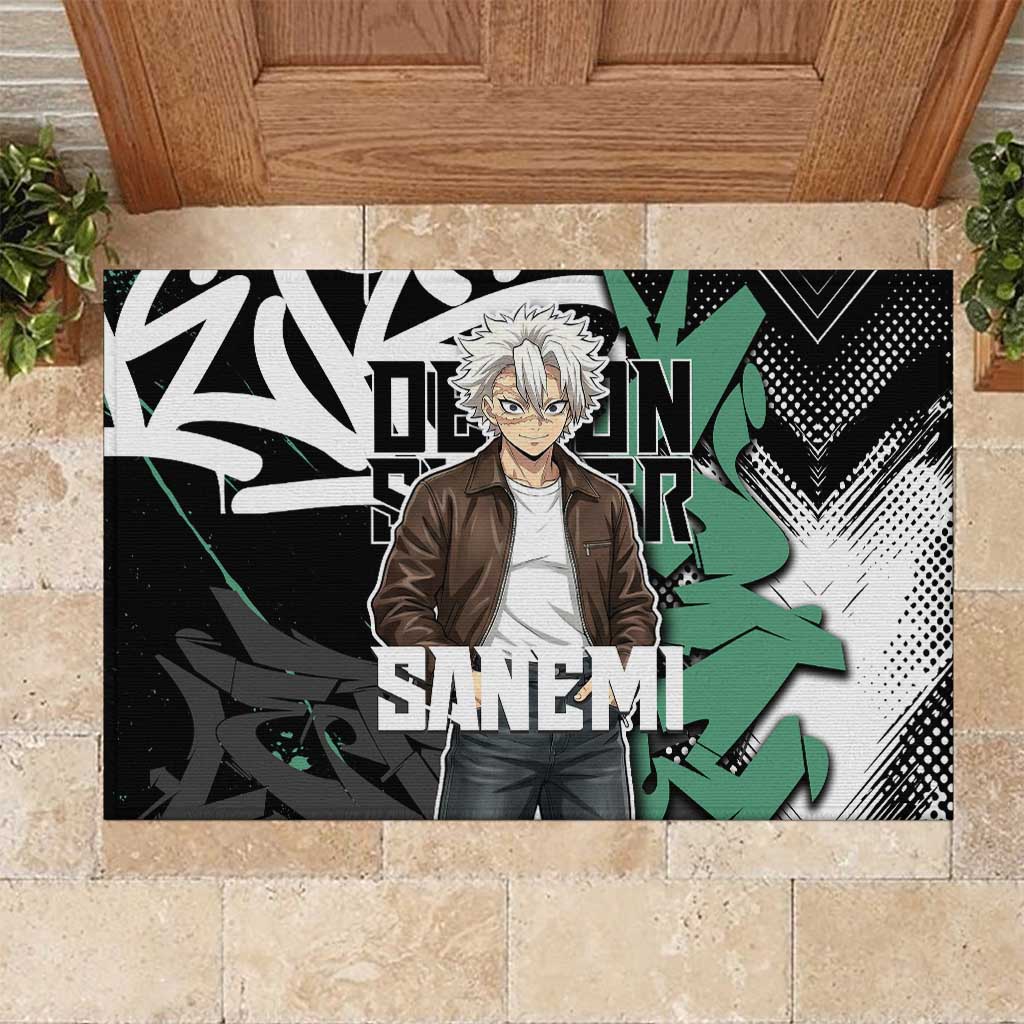 Sanemi Demon Slayer Rubber Doormat Graffiti Street Anime Design