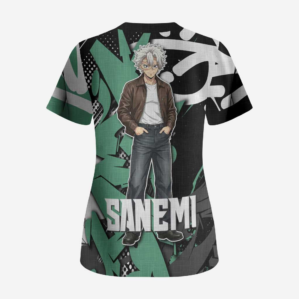 Sanemi Demon Slayer Scrub Top Graffiti Street Anime Design