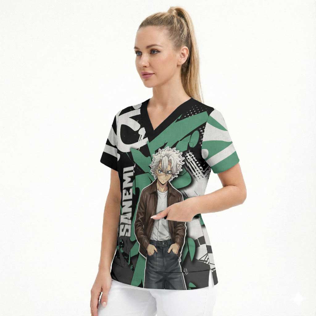 Sanemi Demon Slayer Scrub Top Graffiti Street Anime Design