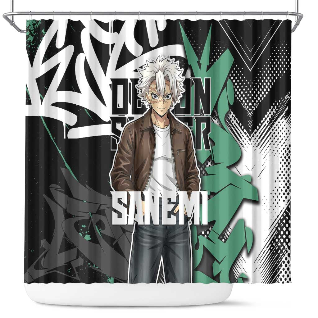 Sanemi Demon Slayer Shower Curtain Graffiti Street Anime Design