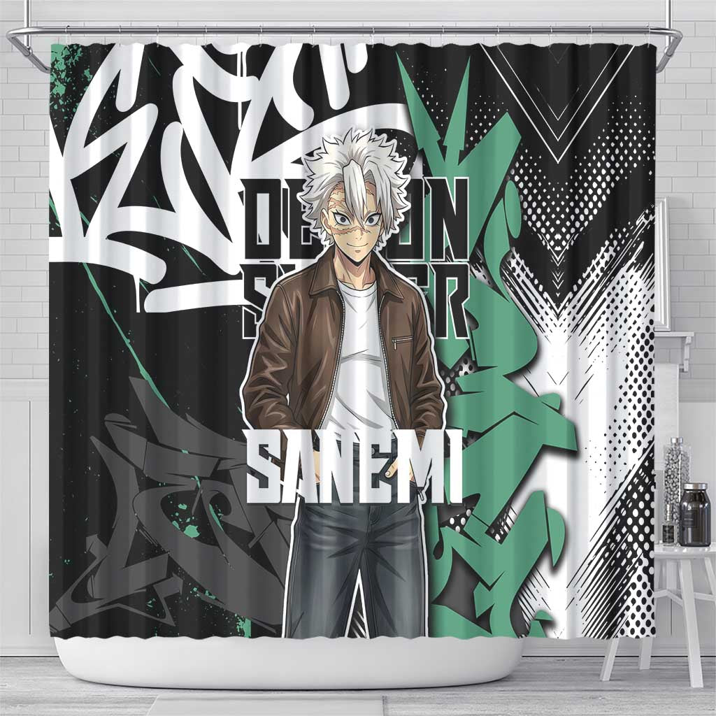Sanemi Demon Slayer Shower Curtain Graffiti Street Anime Design