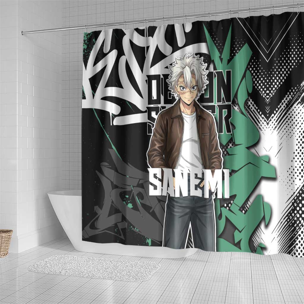 Sanemi Demon Slayer Shower Curtain Graffiti Street Anime Design