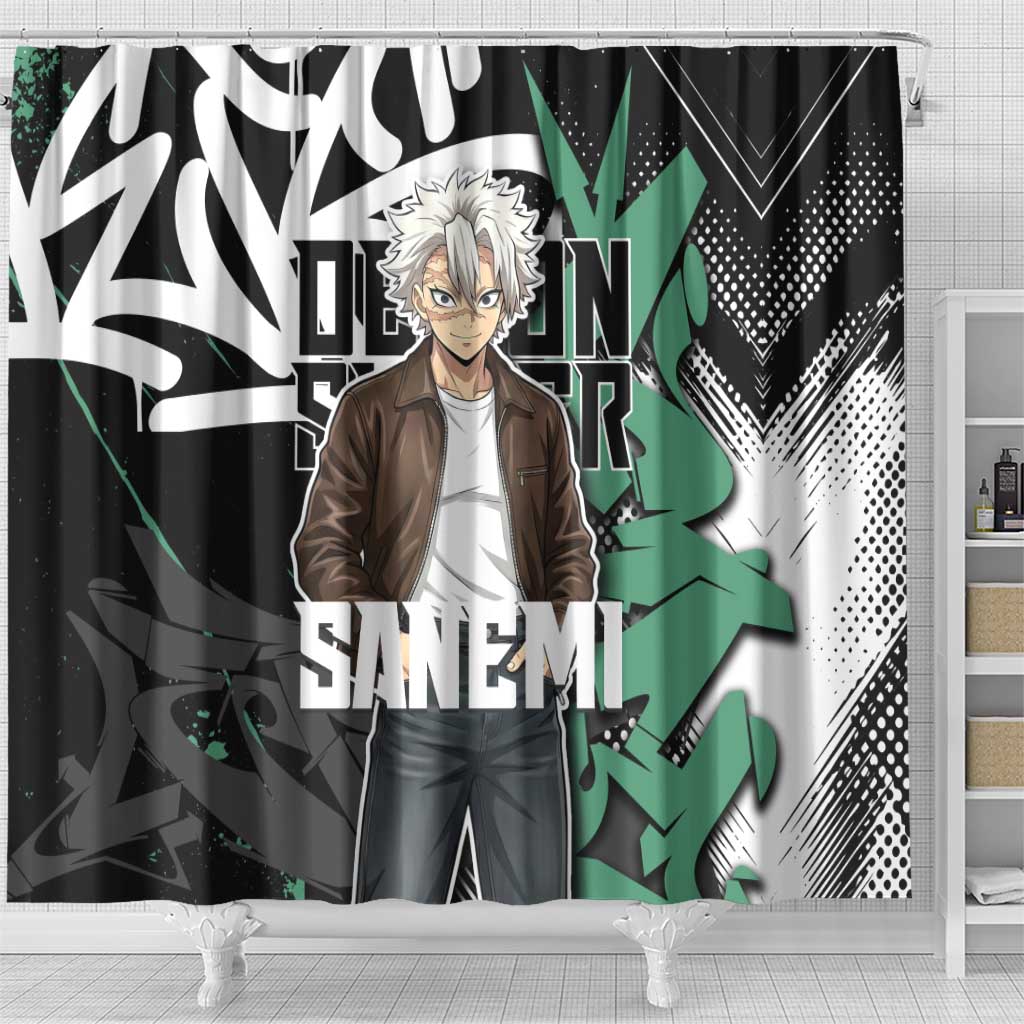 Sanemi Demon Slayer Shower Curtain Graffiti Street Anime Design