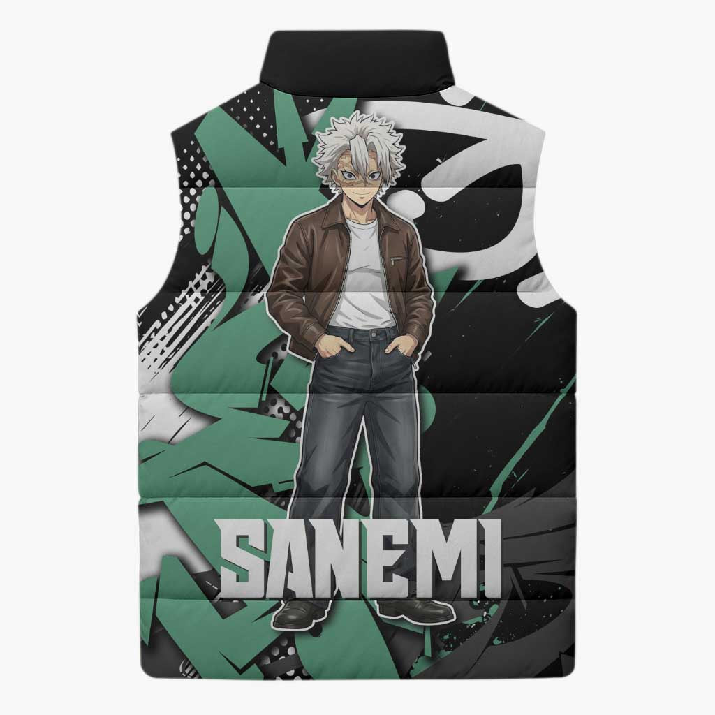 Sanemi Demon Slayer Sleeveless Puffer Jacket Graffiti Street Anime Design