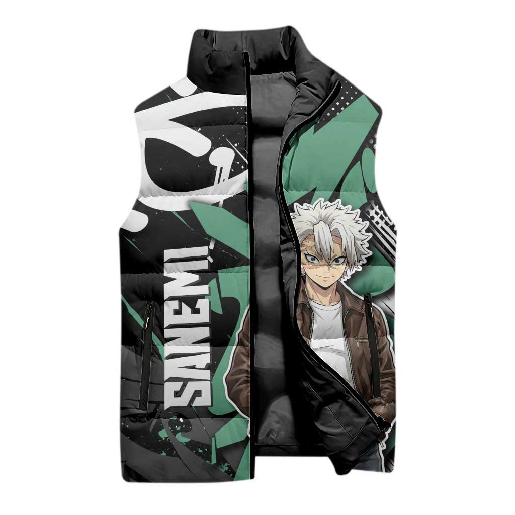 Sanemi Demon Slayer Sleeveless Puffer Jacket Graffiti Street Anime Design