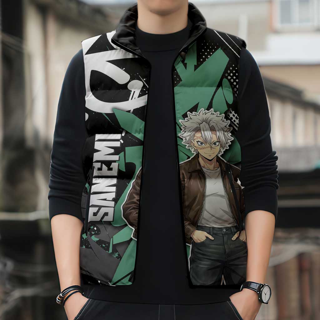 Sanemi Demon Slayer Sleeveless Puffer Jacket Graffiti Street Anime Design