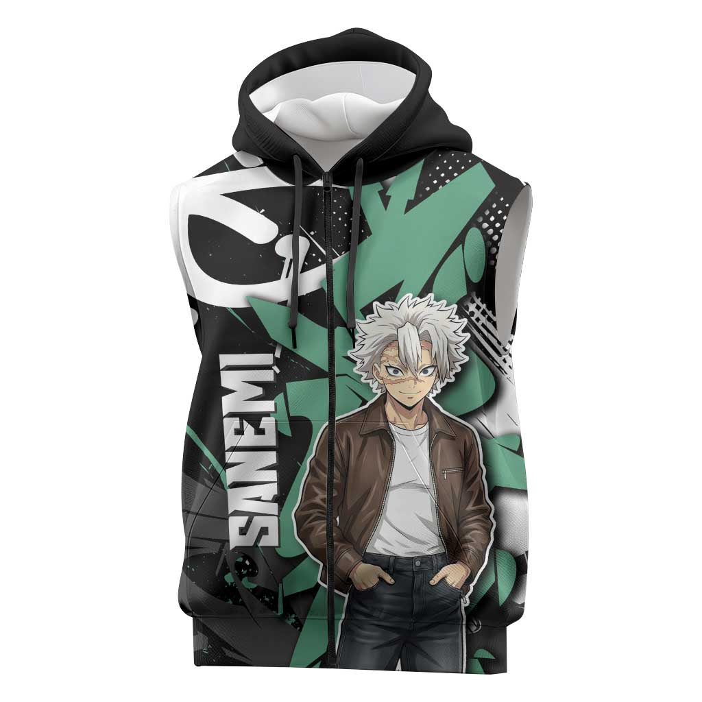 Sanemi Demon Slayer Sleeveless Zip Hoodie Graffiti Street Anime Design