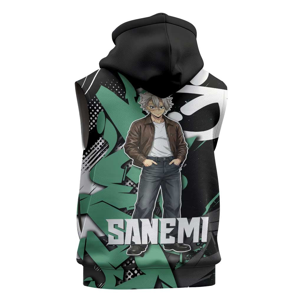 Sanemi Demon Slayer Sleeveless Zip Hoodie Graffiti Street Anime Design