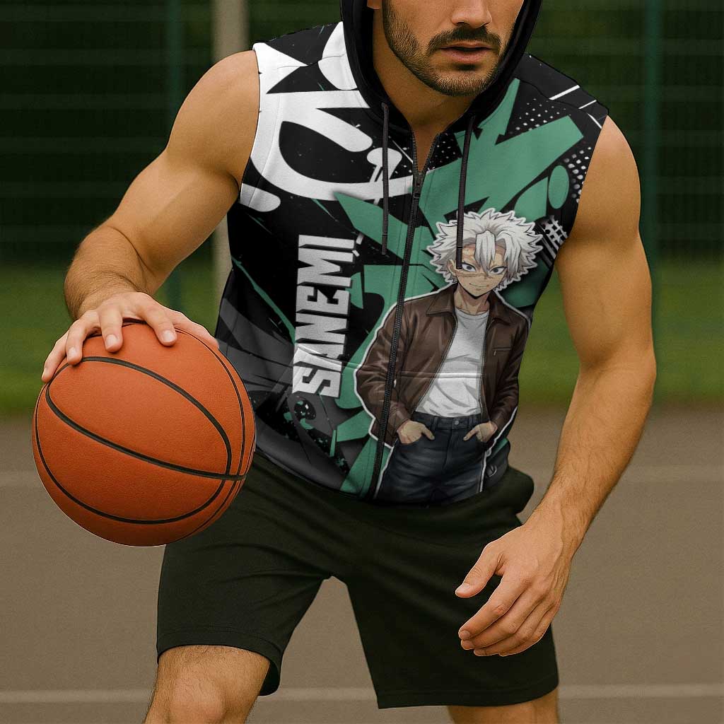 Sanemi Demon Slayer Sleeveless Zip Hoodie Graffiti Street Anime Design