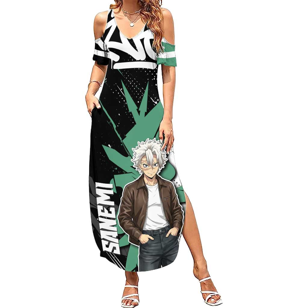 Sanemi Demon Slayer Summer Maxi Dress Graffiti Street Anime Design