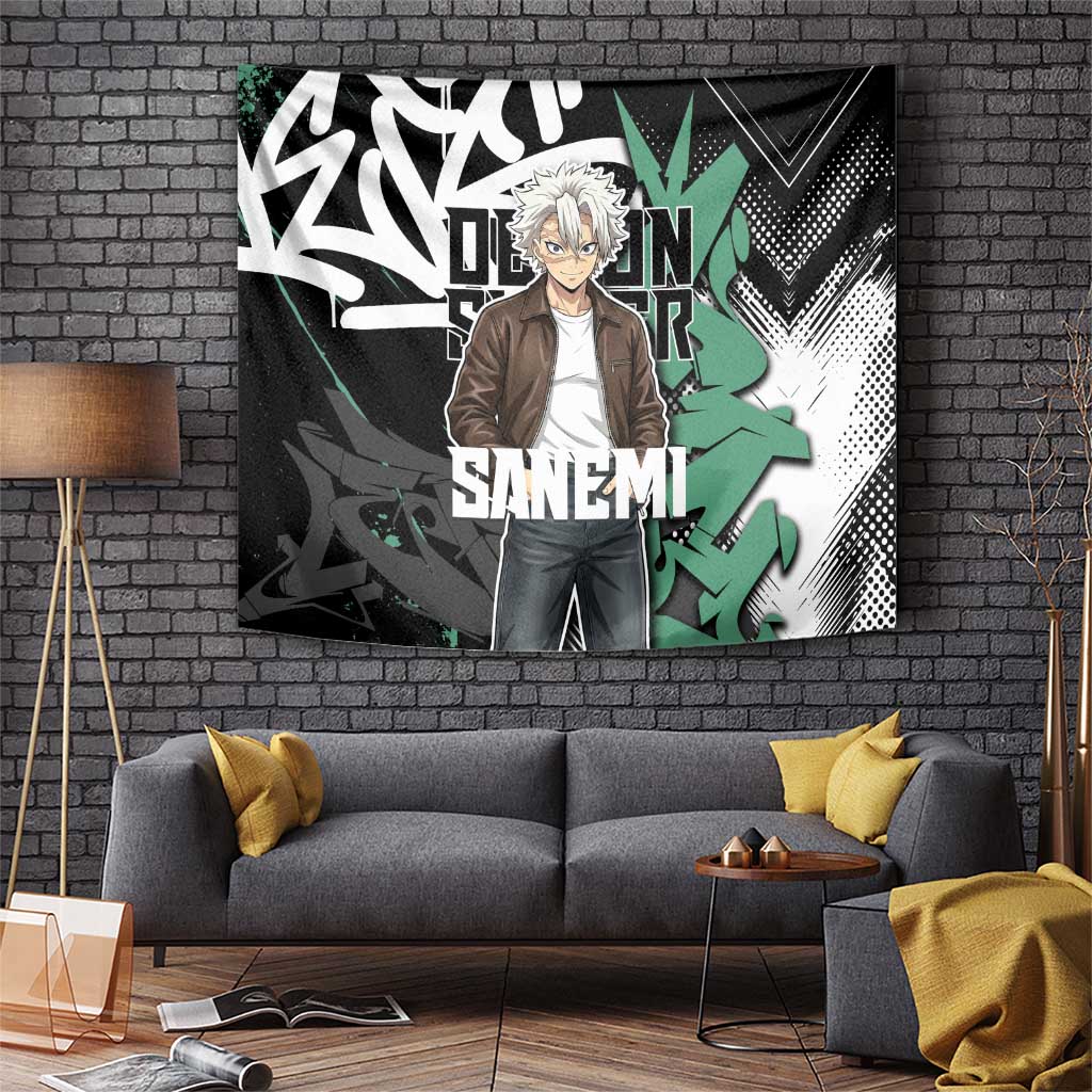 Sanemi Demon Slayer Tapestry Graffiti Street Anime Design