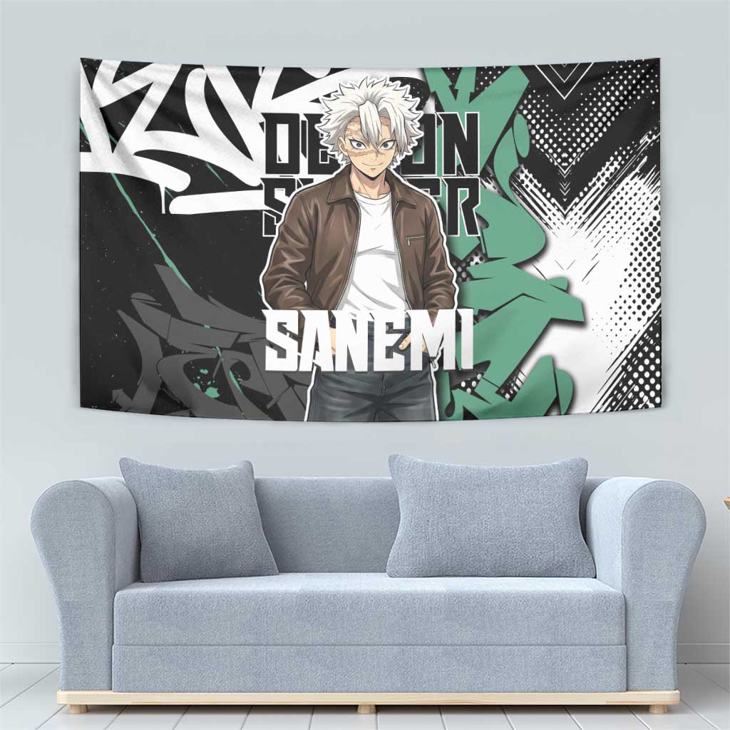 Sanemi Demon Slayer Tapestry Graffiti Street Anime Design