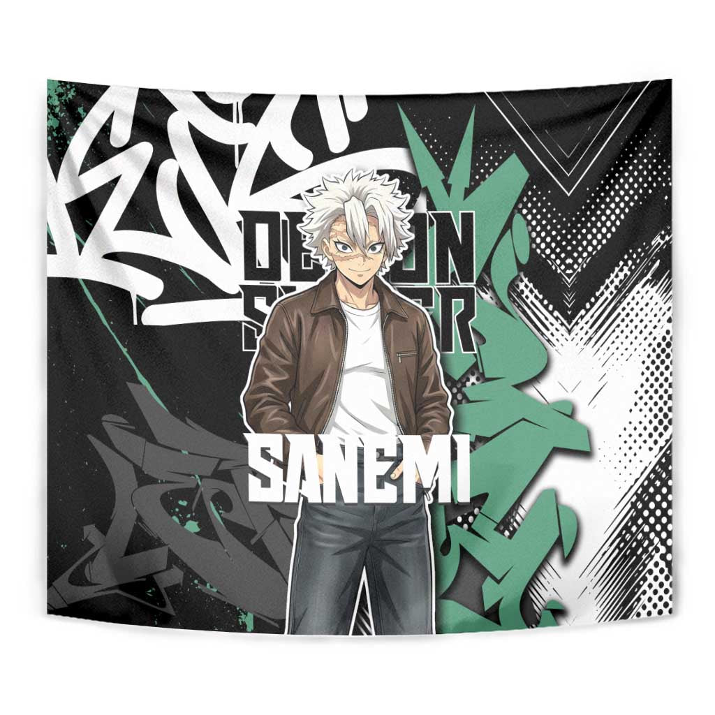 Sanemi Demon Slayer Tapestry Graffiti Street Anime Design