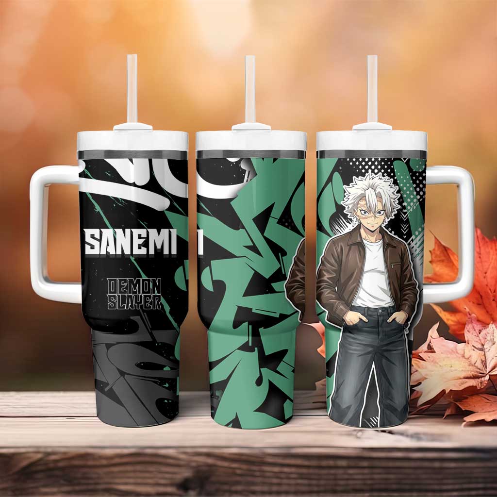 Sanemi Demon Slayer Tumbler With Handle Graffiti Street Anime Design