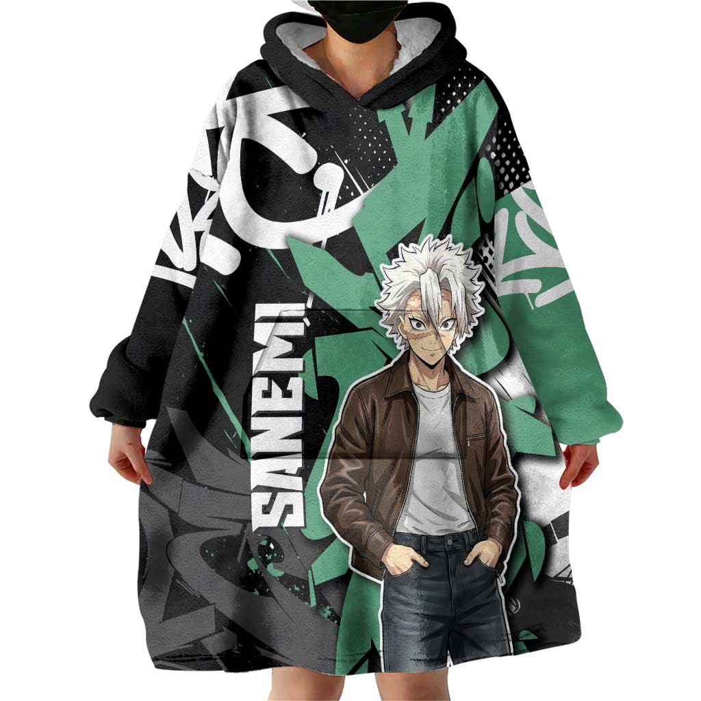 Sanemi Demon Slayer Wearable Blanket Hoodie Graffiti Street Anime Design