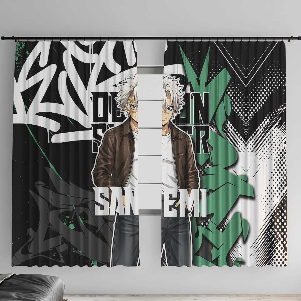 Sanemi Demon Slayer Window Curtain Graffiti Street Anime Design