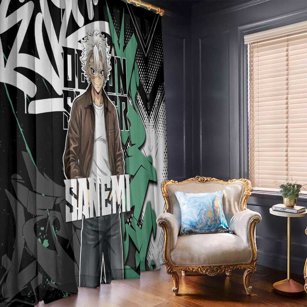 Sanemi Demon Slayer Window Curtain Graffiti Street Anime Design