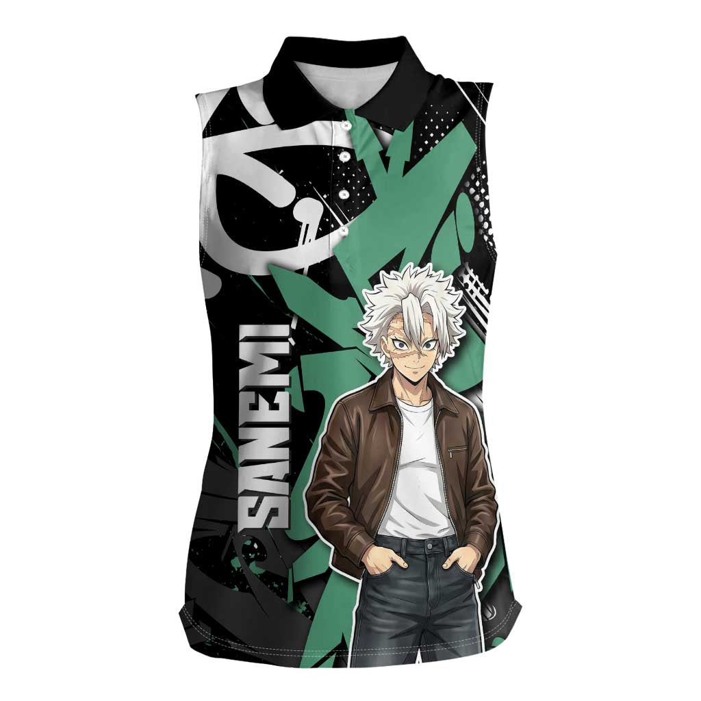 Sanemi Demon Slayer Women Sleeveless Polo Shirt Graffiti Street Anime Design