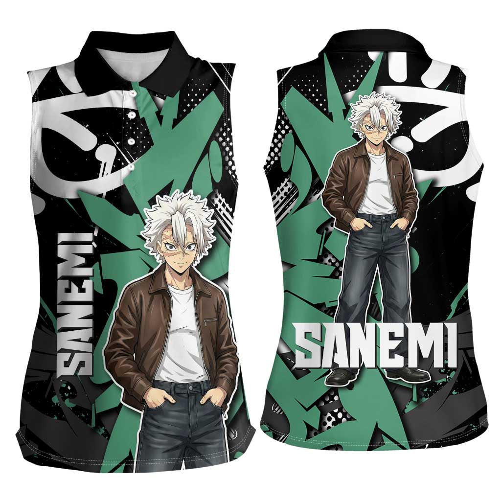 Sanemi Demon Slayer Women Sleeveless Polo Shirt Graffiti Street Anime Design
