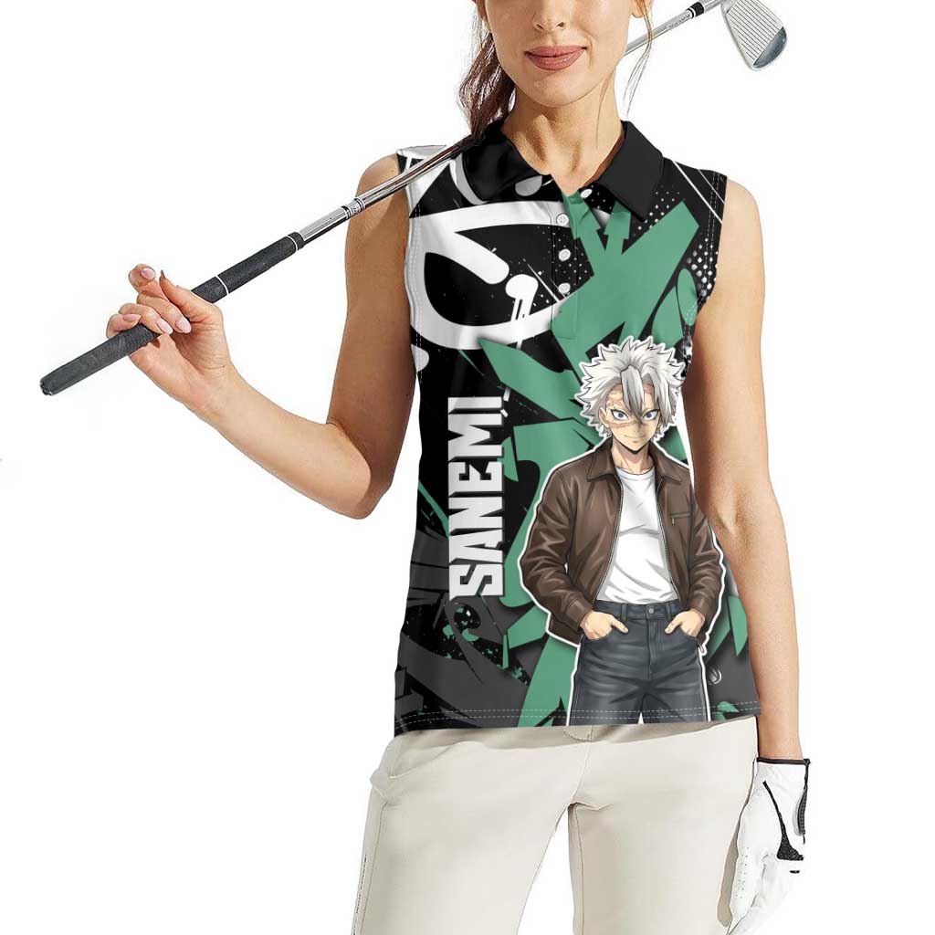 Sanemi Demon Slayer Women Sleeveless Polo Shirt Graffiti Street Anime Design