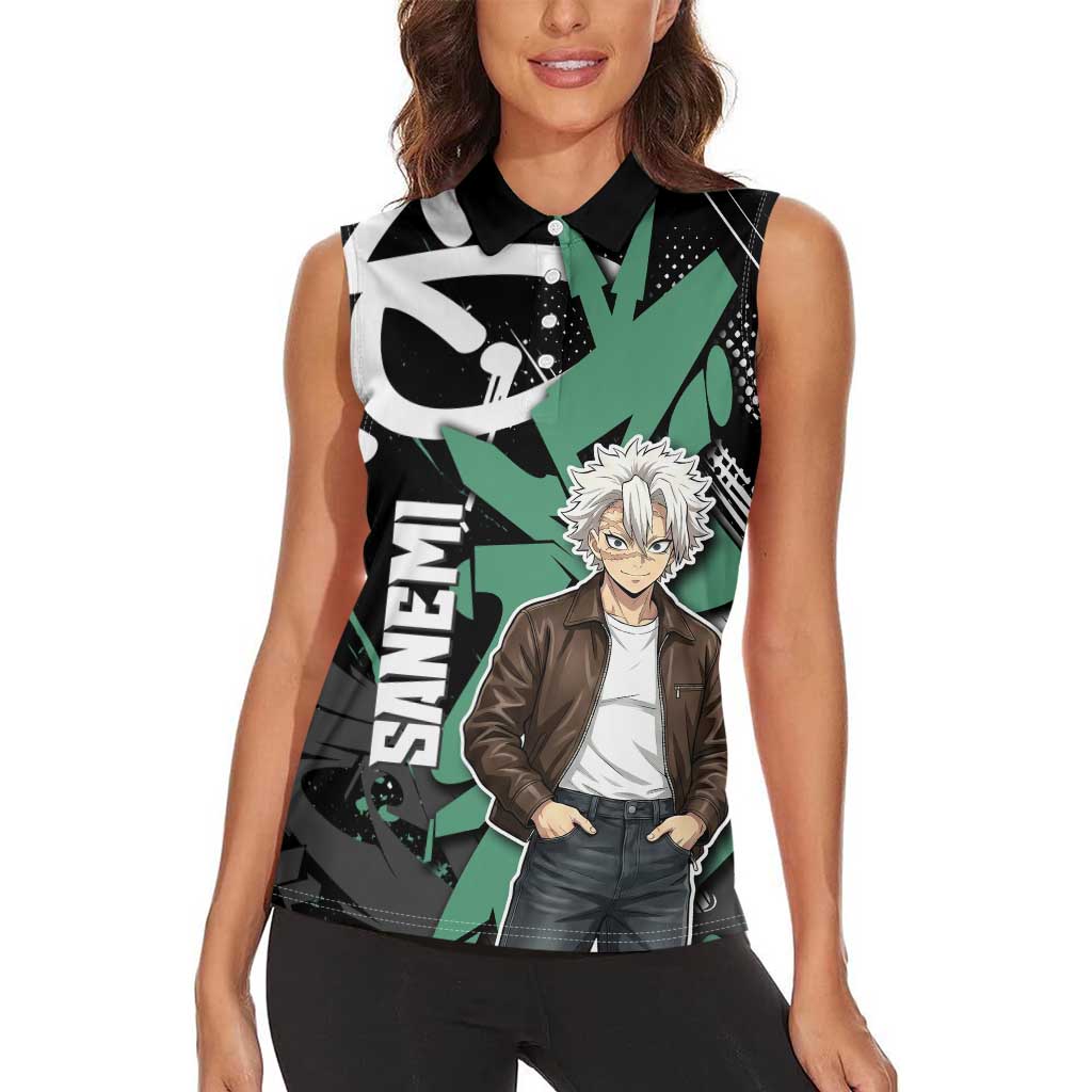 Sanemi Demon Slayer Women Sleeveless Polo Shirt Graffiti Street Anime Design