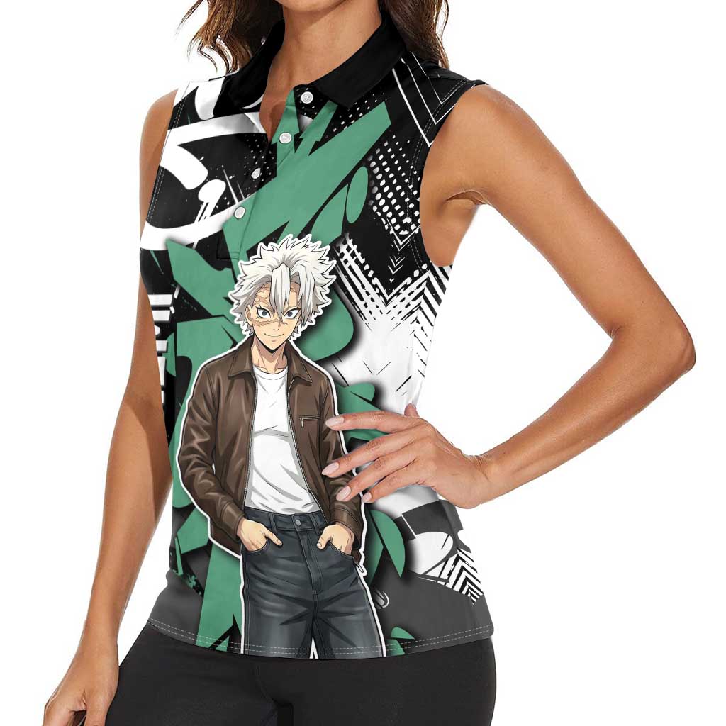 Sanemi Demon Slayer Women Sleeveless Polo Shirt Graffiti Street Anime Design