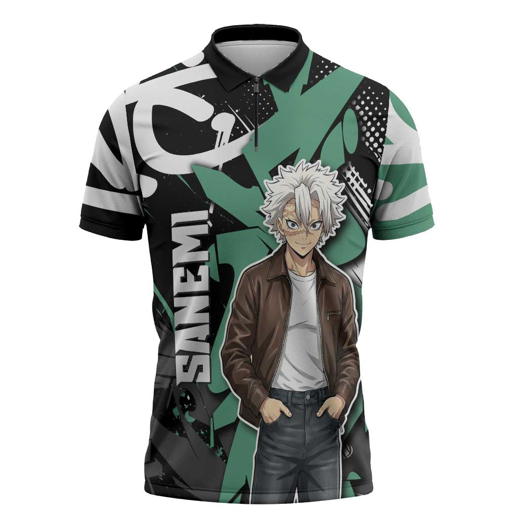 Sanemi Demon Slayer Zipper Polo Shirt Graffiti Street Anime Design