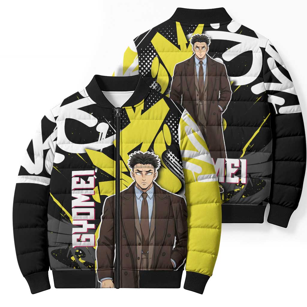 Gyomei Demon Slayer Bomber Puffer Jacket Urban Graffiti Anime Style