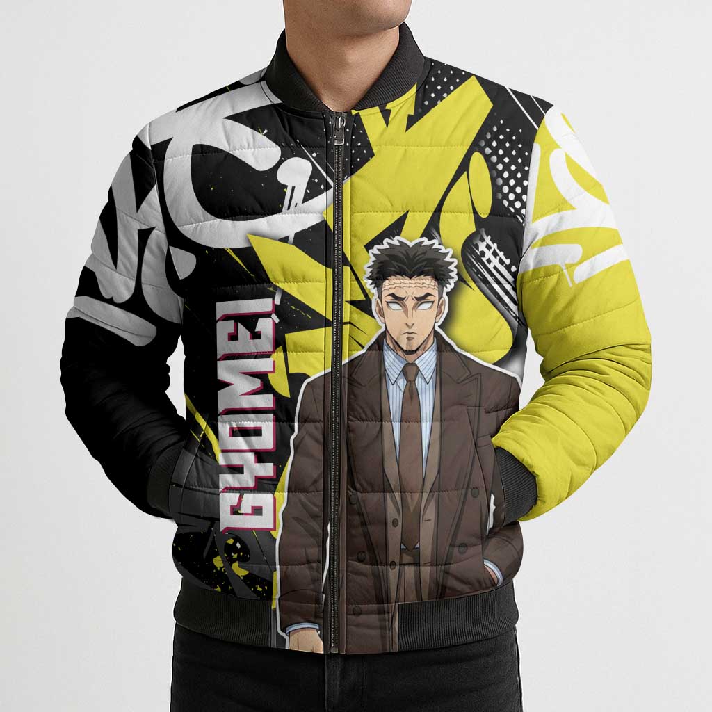 Gyomei Demon Slayer Bomber Puffer Jacket Urban Graffiti Anime Style