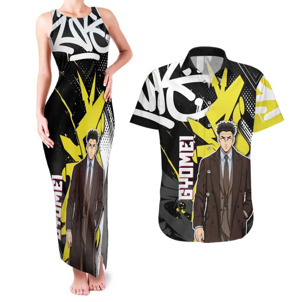 Gyomei Demon Slayer Couples Matching Tank Maxi Dress and Hawaiian Shirt Urban Graffiti Anime Style
