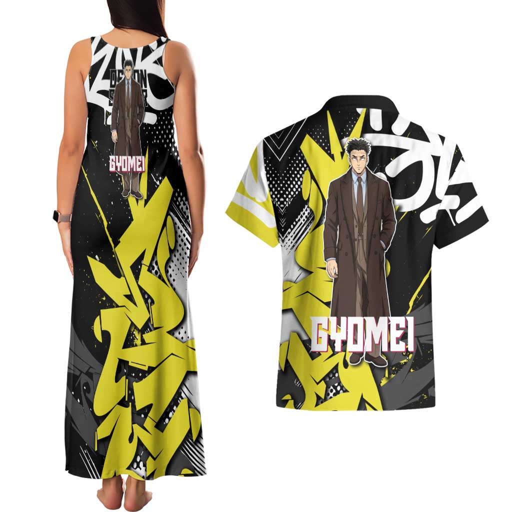 Gyomei Demon Slayer Couples Matching Tank Maxi Dress and Hawaiian Shirt Urban Graffiti Anime Style