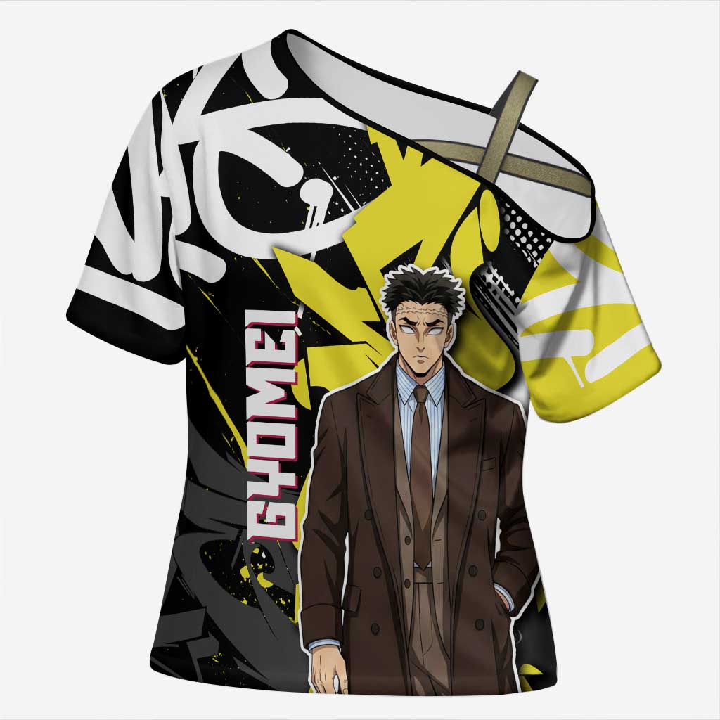 Gyomei Demon Slayer Cross Shoulder Shirt Urban Graffiti Anime Style