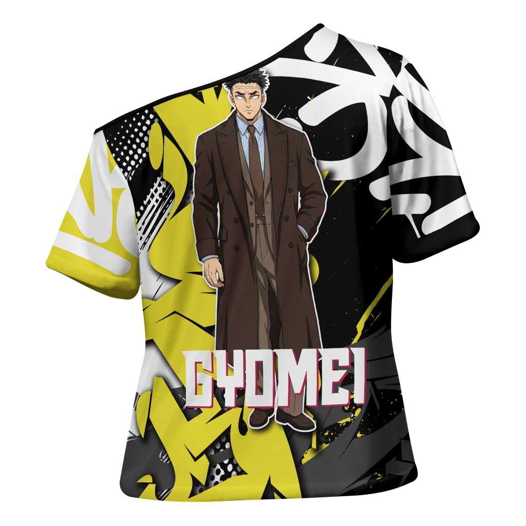 Gyomei Demon Slayer Cross Shoulder Shirt Urban Graffiti Anime Style
