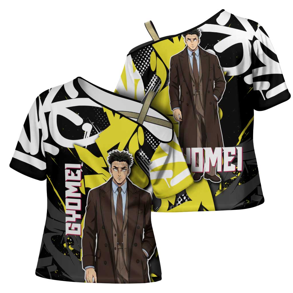 Gyomei Demon Slayer Cross Shoulder Shirt Urban Graffiti Anime Style