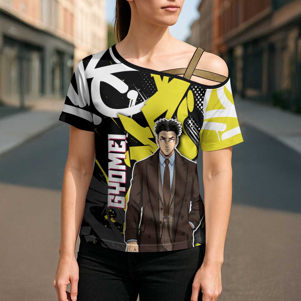 Gyomei Demon Slayer Cross Shoulder Shirt Urban Graffiti Anime Style