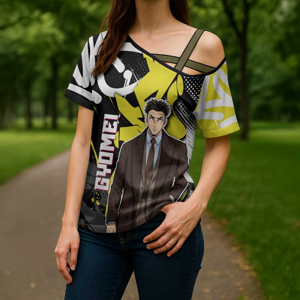 Gyomei Demon Slayer Cross Shoulder Shirt Urban Graffiti Anime Style