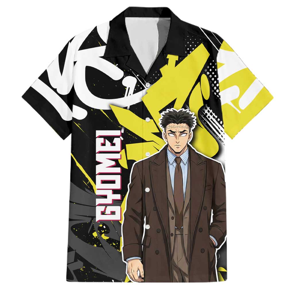 Gyomei Demon Slayer Family Matching Off Shoulder Maxi Dress and Hawaiian Shirt Urban Graffiti Anime Style