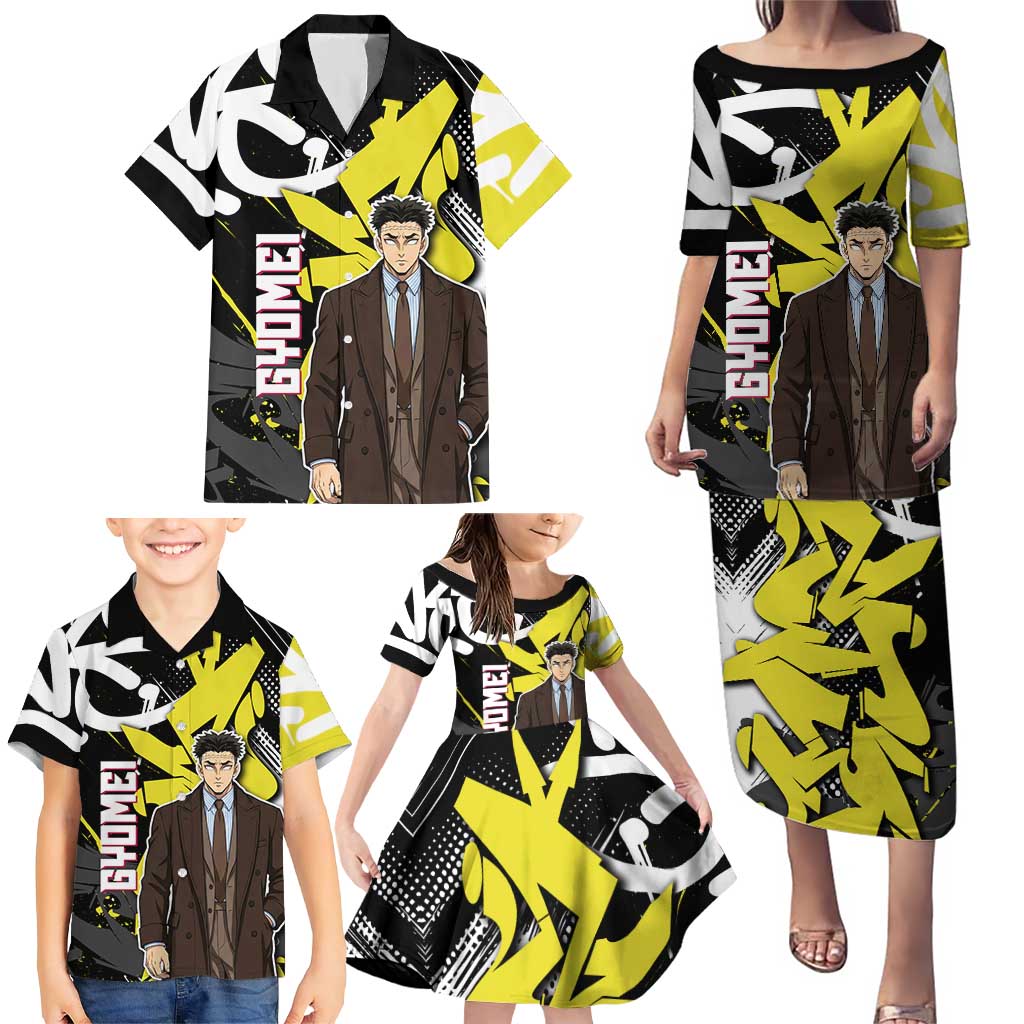 Gyomei Demon Slayer Family Matching Puletasi and Hawaiian Shirt Urban Graffiti Anime Style
