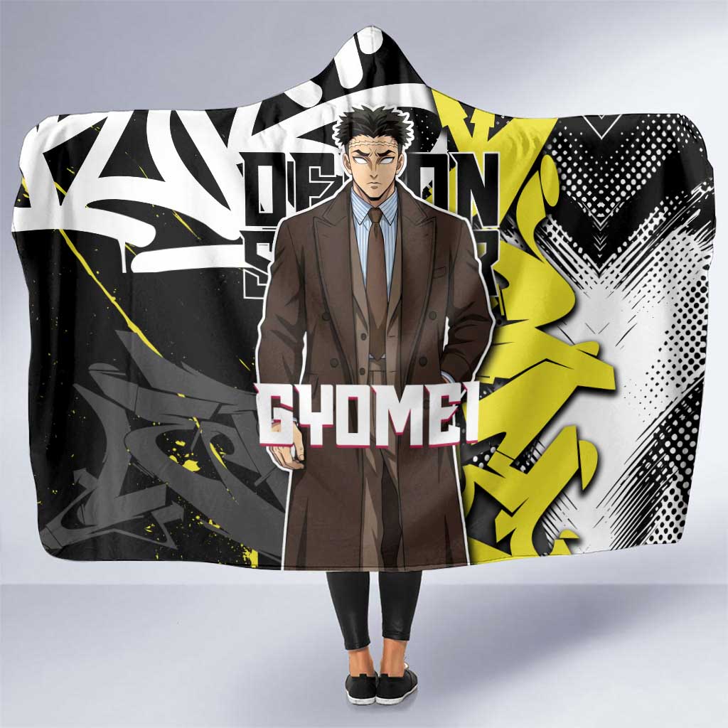 Gyomei Demon Slayer Hooded Blanket Urban Graffiti Anime Style