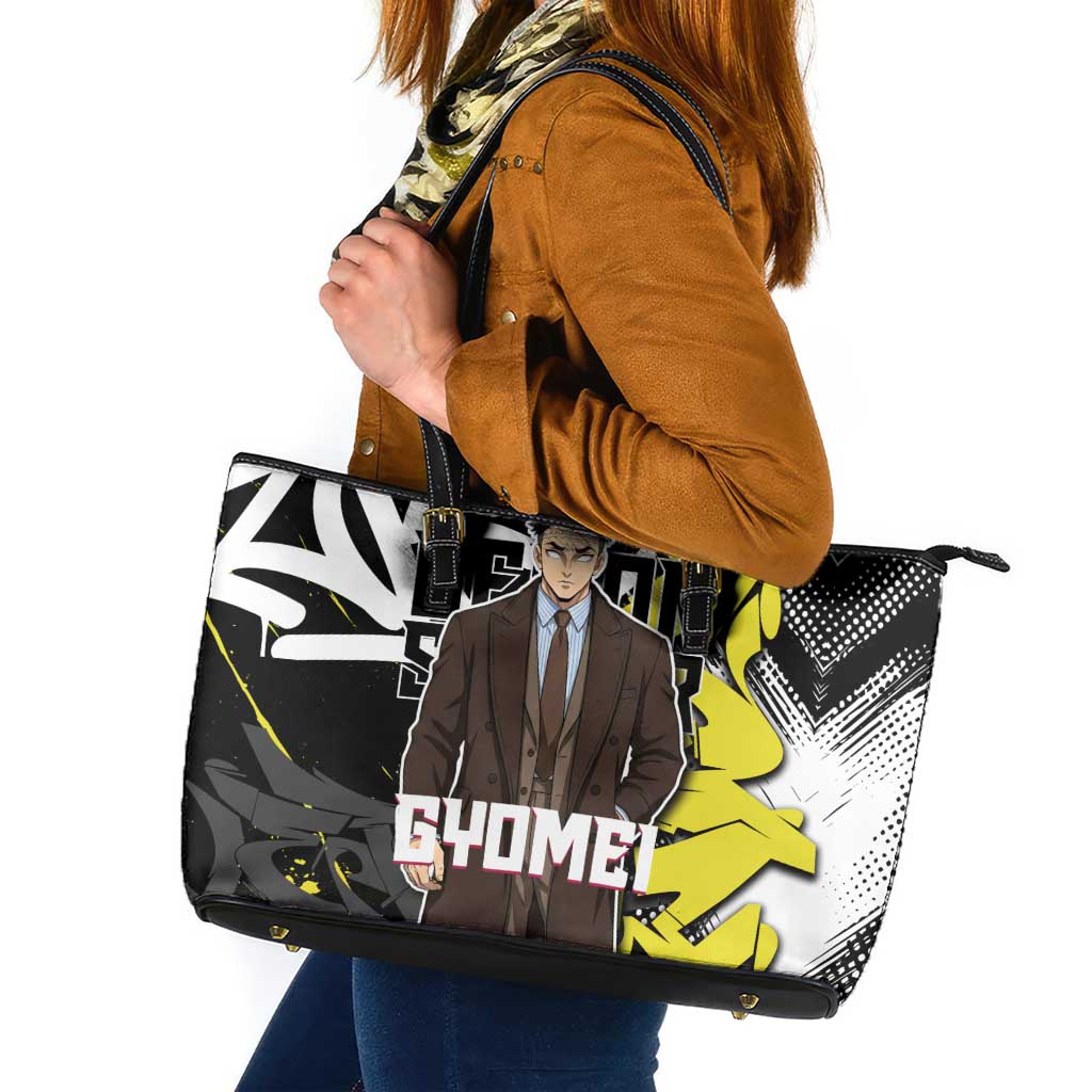 Gyomei Demon Slayer Leather Tote Bag Urban Graffiti Anime Style