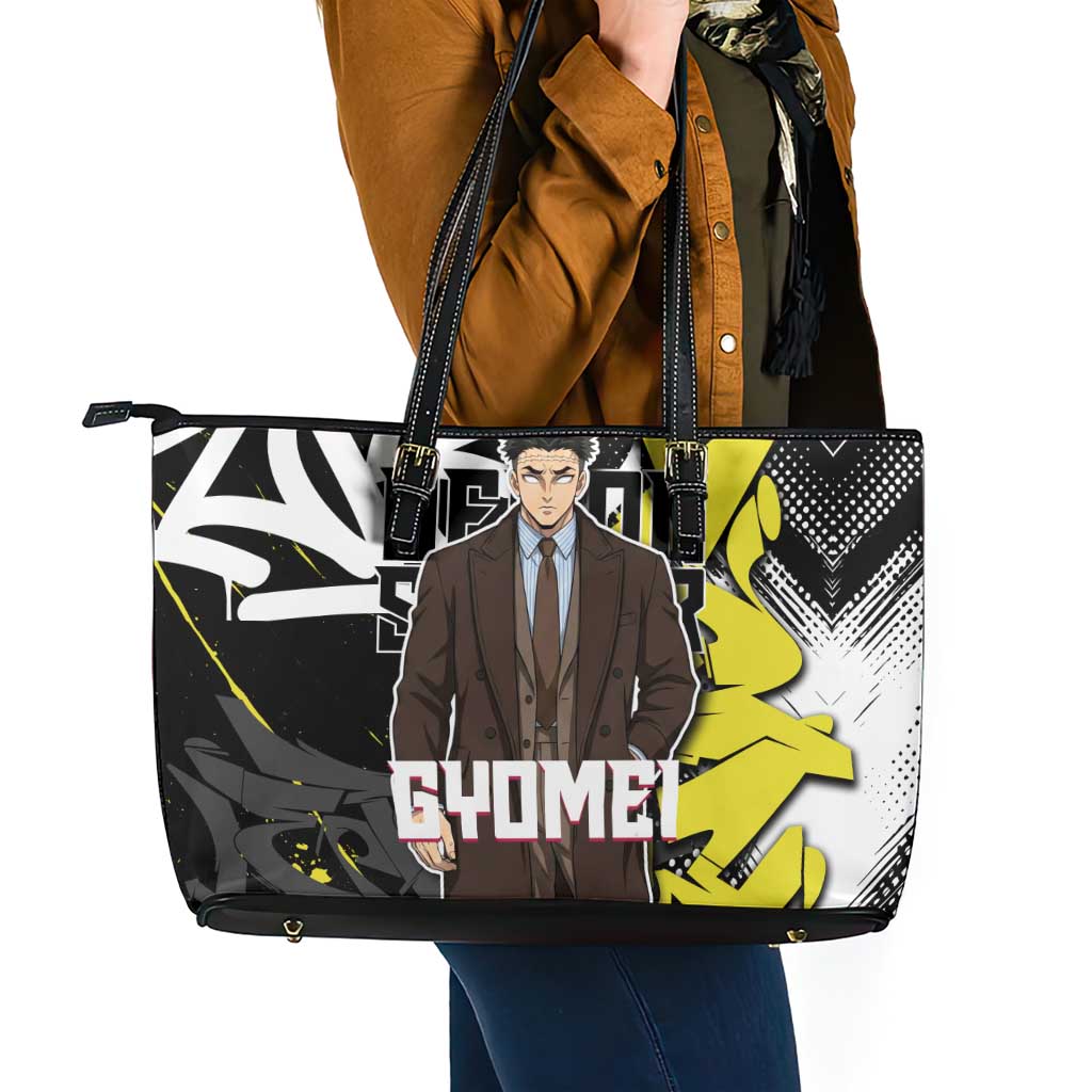 Gyomei Demon Slayer Leather Tote Bag Urban Graffiti Anime Style