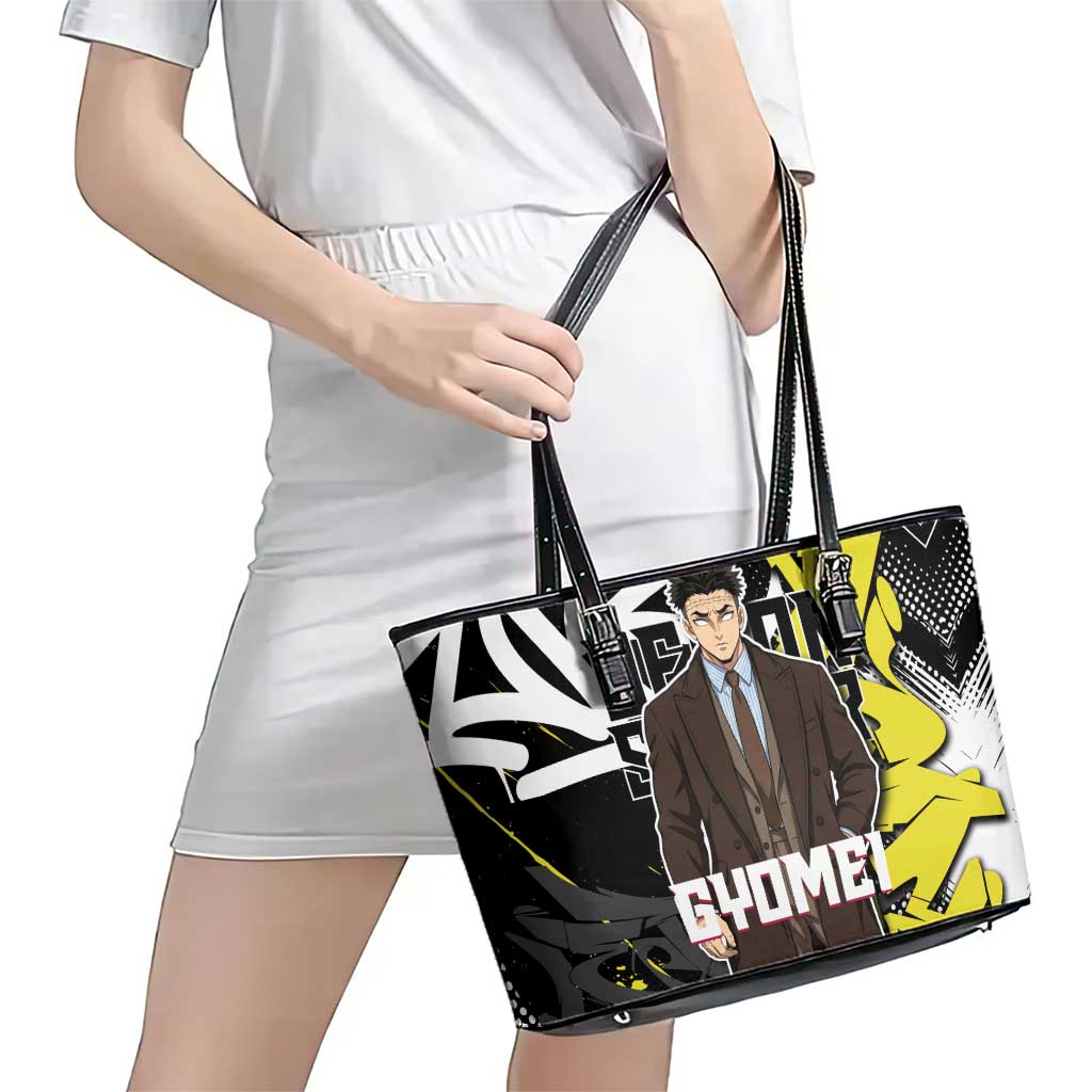 Gyomei Demon Slayer Leather Tote Bag Urban Graffiti Anime Style