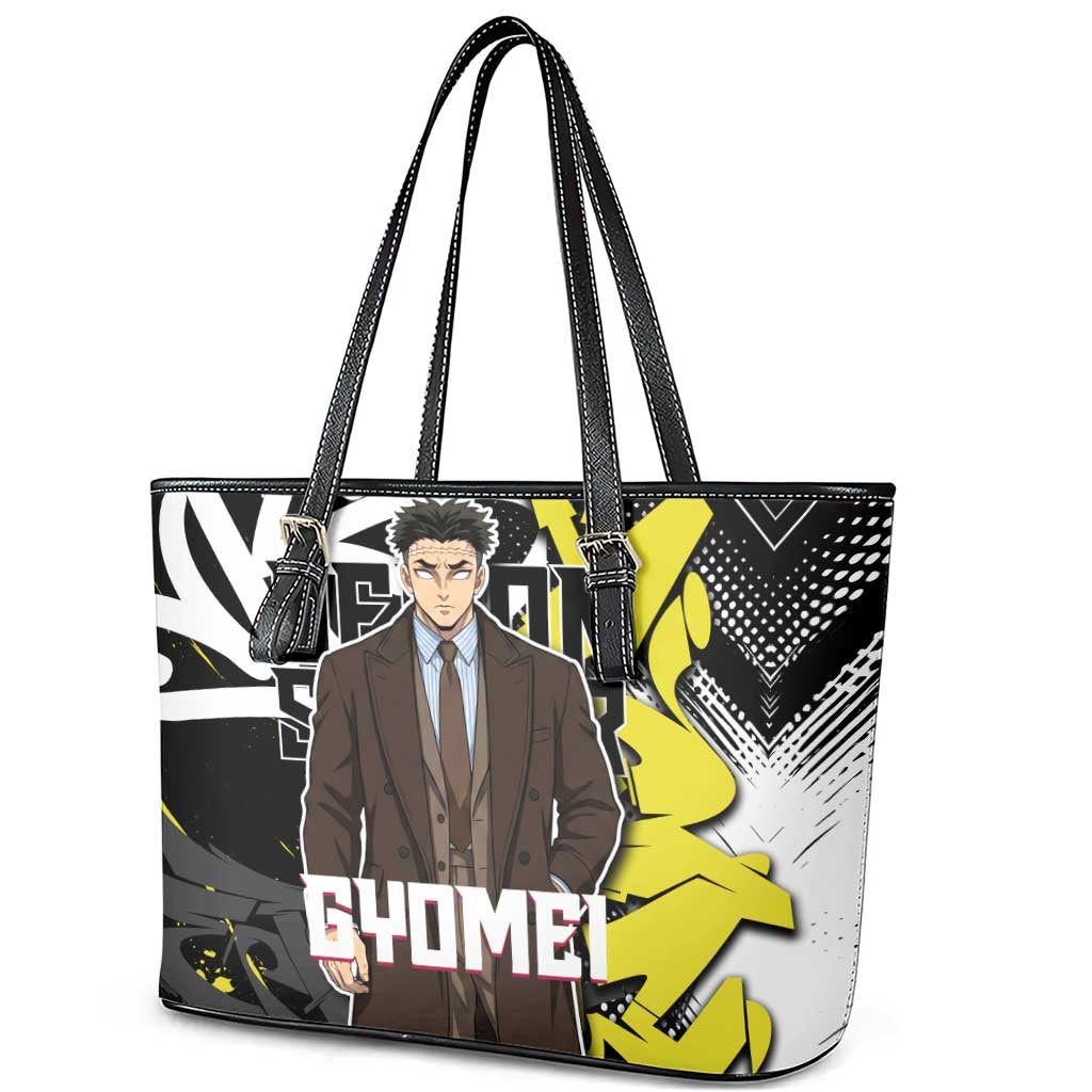 Gyomei Demon Slayer Leather Tote Bag Urban Graffiti Anime Style