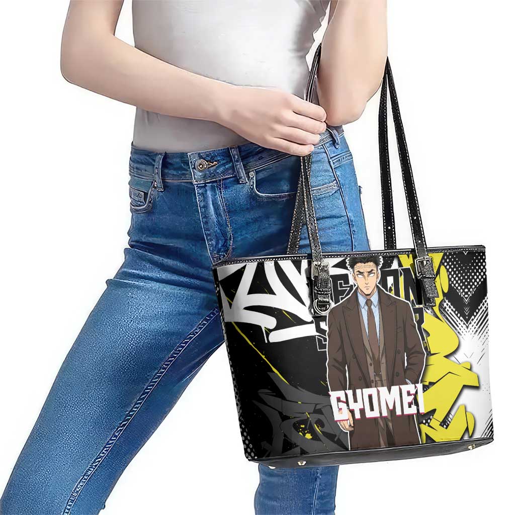 Gyomei Demon Slayer Leather Tote Bag Urban Graffiti Anime Style